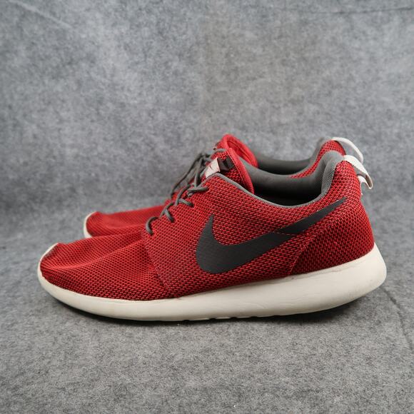 Nike Shoes Mens 13 Roshe One Casual Sneakers Athletic Trainer Red Black Running - Picture 5 of 13
